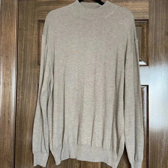 Pronto-Uono Firenze Mock Neck Sweater Men’s XL Tan Brown Italy Cotton Rayon